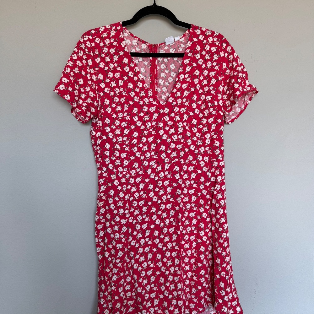Red and white flower sundress